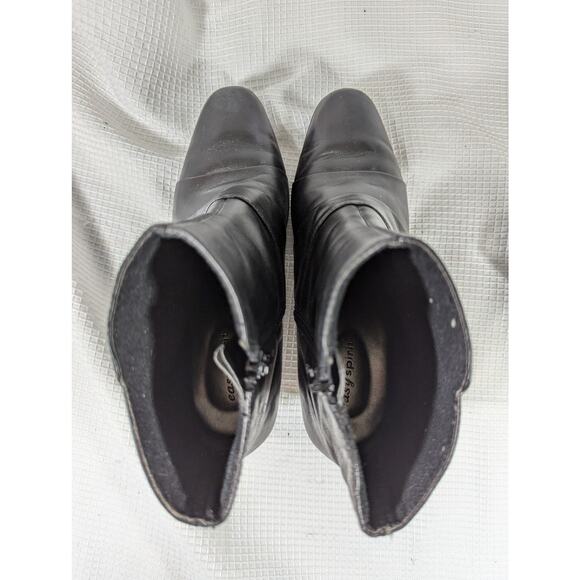NWOT! EASY SPIRIT! BLACK GENUINE LEATHER LAYERED DETAIL ANKLE BOOTS! SZ 6.5M - Picture 7 of 9